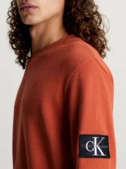 Calvin Klein T-shirt Slim Gaufré à Manches Longues -Calvin Klein Soldes J30J323485 GAN alternate2