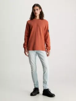 Calvin Klein T-shirt Slim Gaufré à Manches Longues -Calvin Klein Soldes J30J323485 GAN alternate3