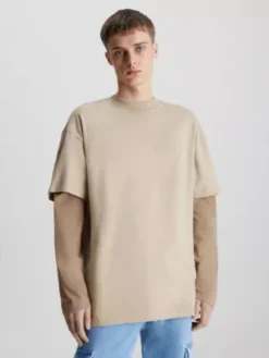 Calvin Klein T-shirt à Manches Longues Double épaisseur -Calvin Klein Soldes J30J323569 ABM alternate1