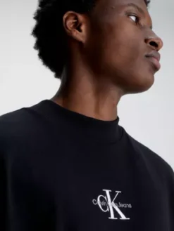 Calvin Klein T-shirt En Jersey Côtelé Avec Monogramme -Calvin Klein Soldes J30J324001 BEH alternate3