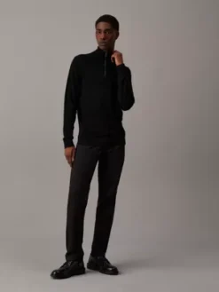 Calvin Klein Pull à Col Cheminée Zippé En Laine Mérinos -Calvin Klein Soldes K10K110421 BEH alternate3