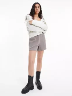 Calvin Klein Short Unisexe En Coton Gaufré - CK Standards -Calvin Klein Soldes K10K111334 PQ0 alternate3