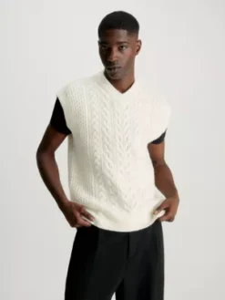 Calvin Klein Veste En Laine Mélangée Torsadée