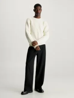 Calvin Klein Pull En Laine Mélangée Torsadée 14 Calvin Klein Pull En Laine Mélangée Torsadée -Calvin Klein Soldes K10K111574 YAH alternate4