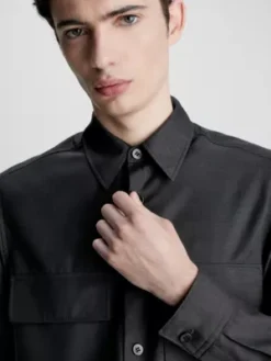 Calvin Klein Surchemise Relaxed En Sergé De Laine -Calvin Klein Soldes K10K111656 PC9 alternate2