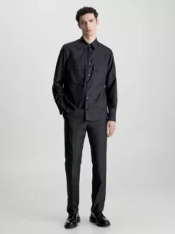 Calvin Klein Surchemise Relaxed En Sergé De Laine -Calvin Klein Soldes K10K111656 PC9 alternate3