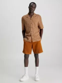 Calvin Klein Short à Jambes Larges En Lin Mélangé -Calvin Klein Soldes K10K111752 GRD alternate3