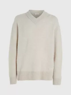 Calvin Klein Pull Bouclé à Col En V -Calvin Klein Soldes K10K111968 PB5 alternate4