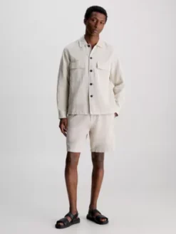 Calvin Klein Surchemise Boxy En Coton Et Lin -Calvin Klein Soldes K10K112336 ACE alternate3